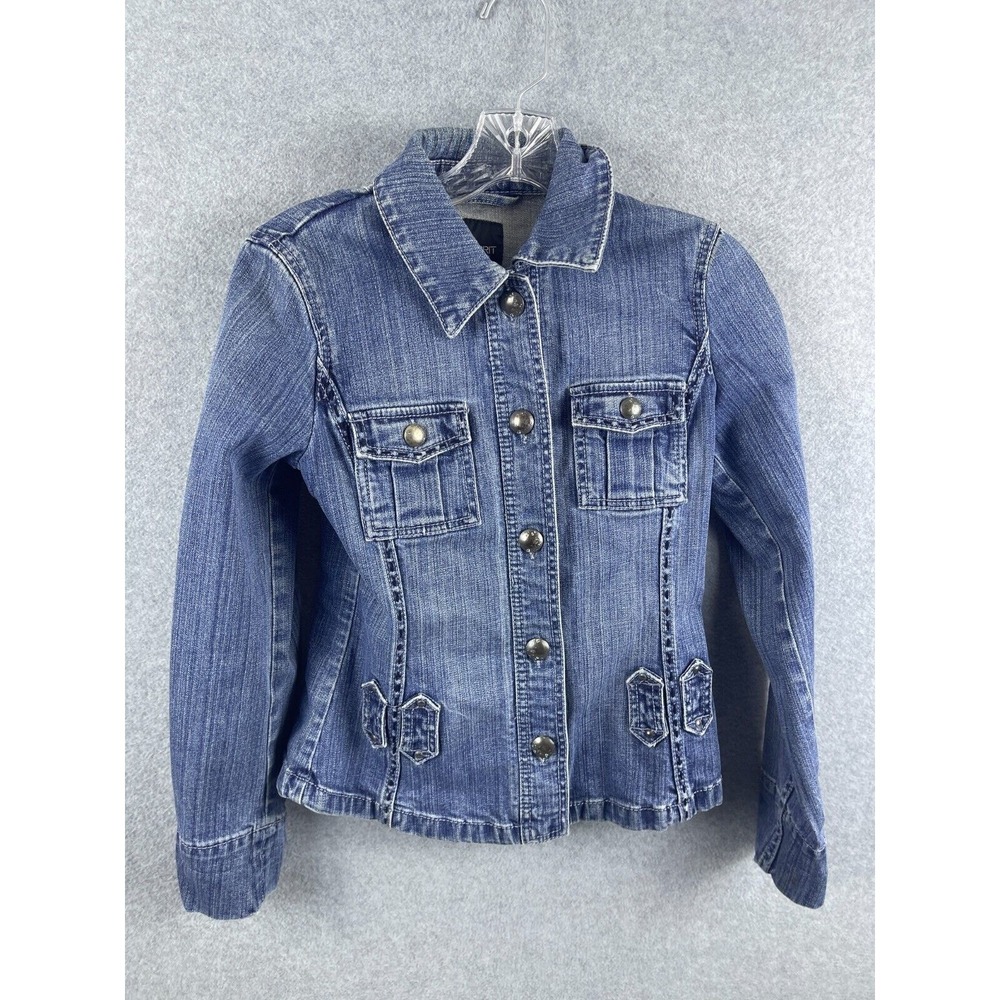 Esprit Jean Jacket Women's 4 Blue Medium Wash Buttons Front‎ Pockets 90s Retro